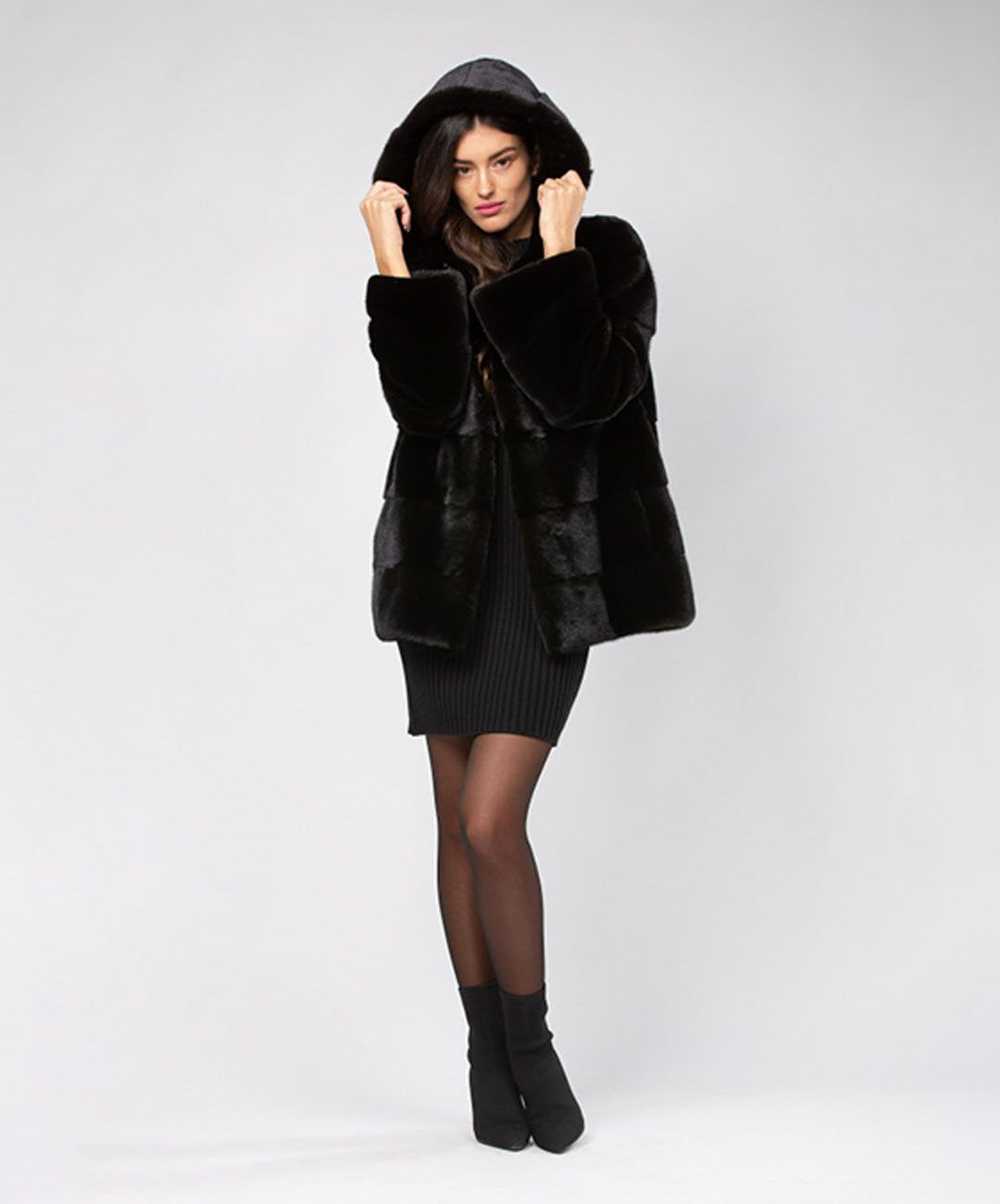 Mink Fur Coat Women's Black Mink Short Jacket - image 2