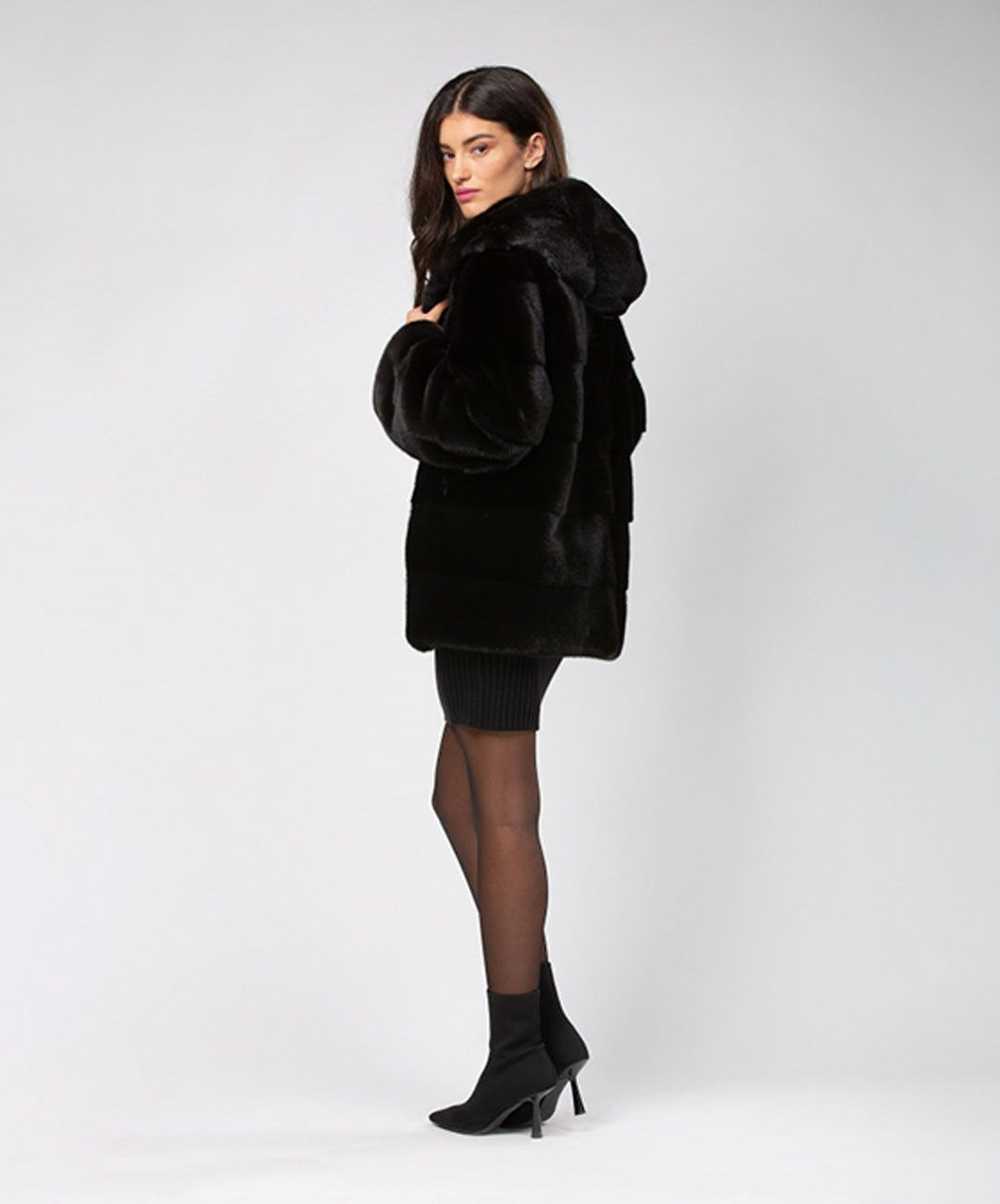 Mink Fur Coat Women's Black Mink Short Jacket - image 3