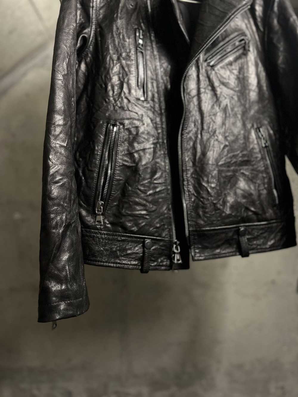 John Varvatos Crinkle leather biker jacket - image 3