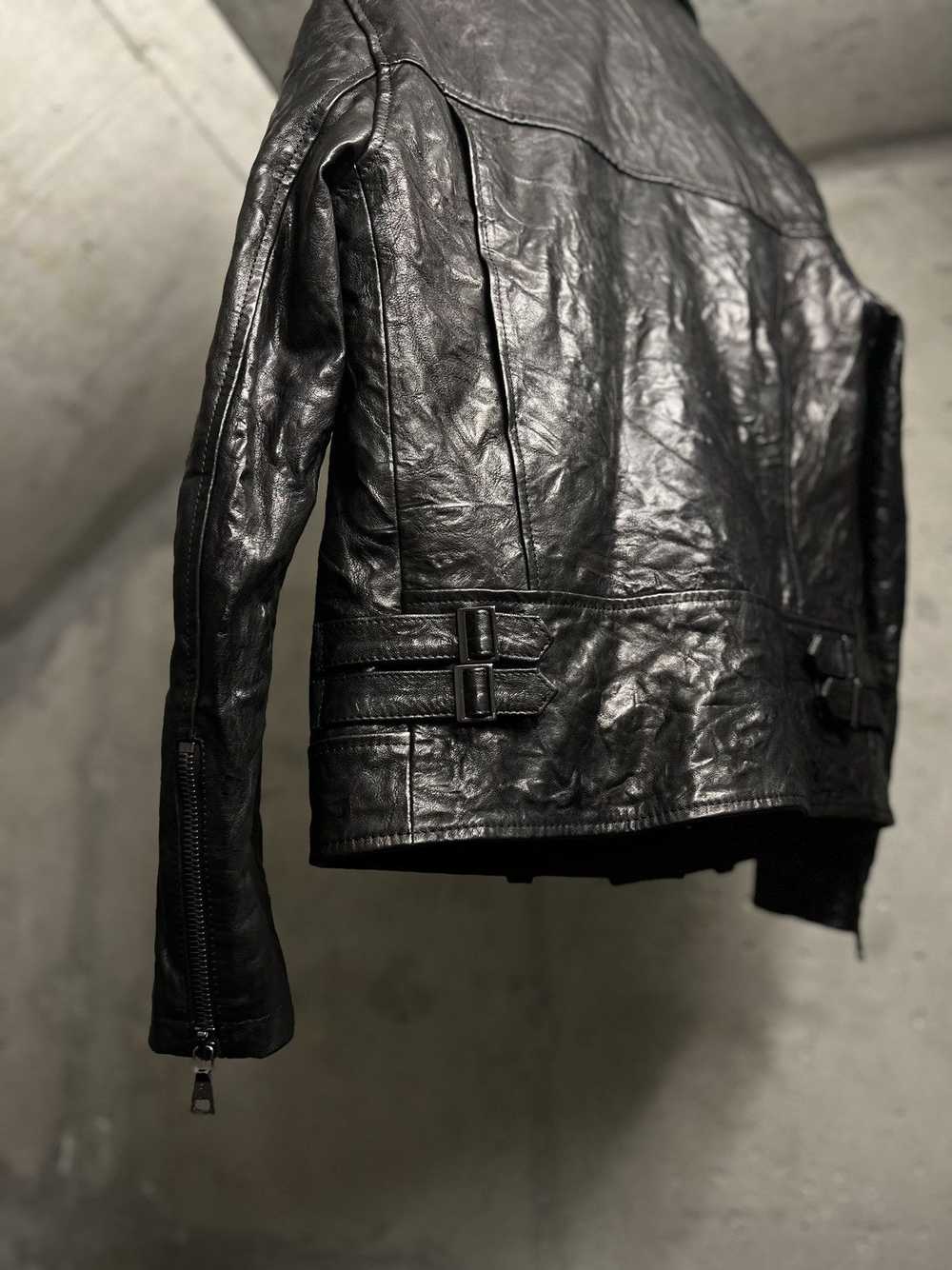 John Varvatos Crinkle leather biker jacket - image 4