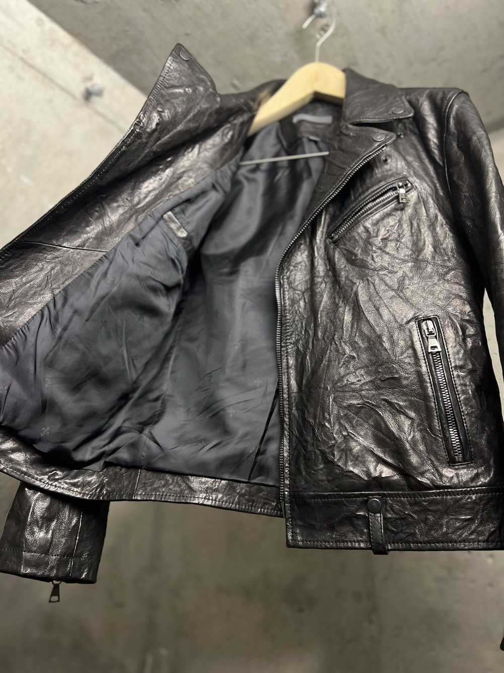 John Varvatos Crinkle leather biker jacket - image 5