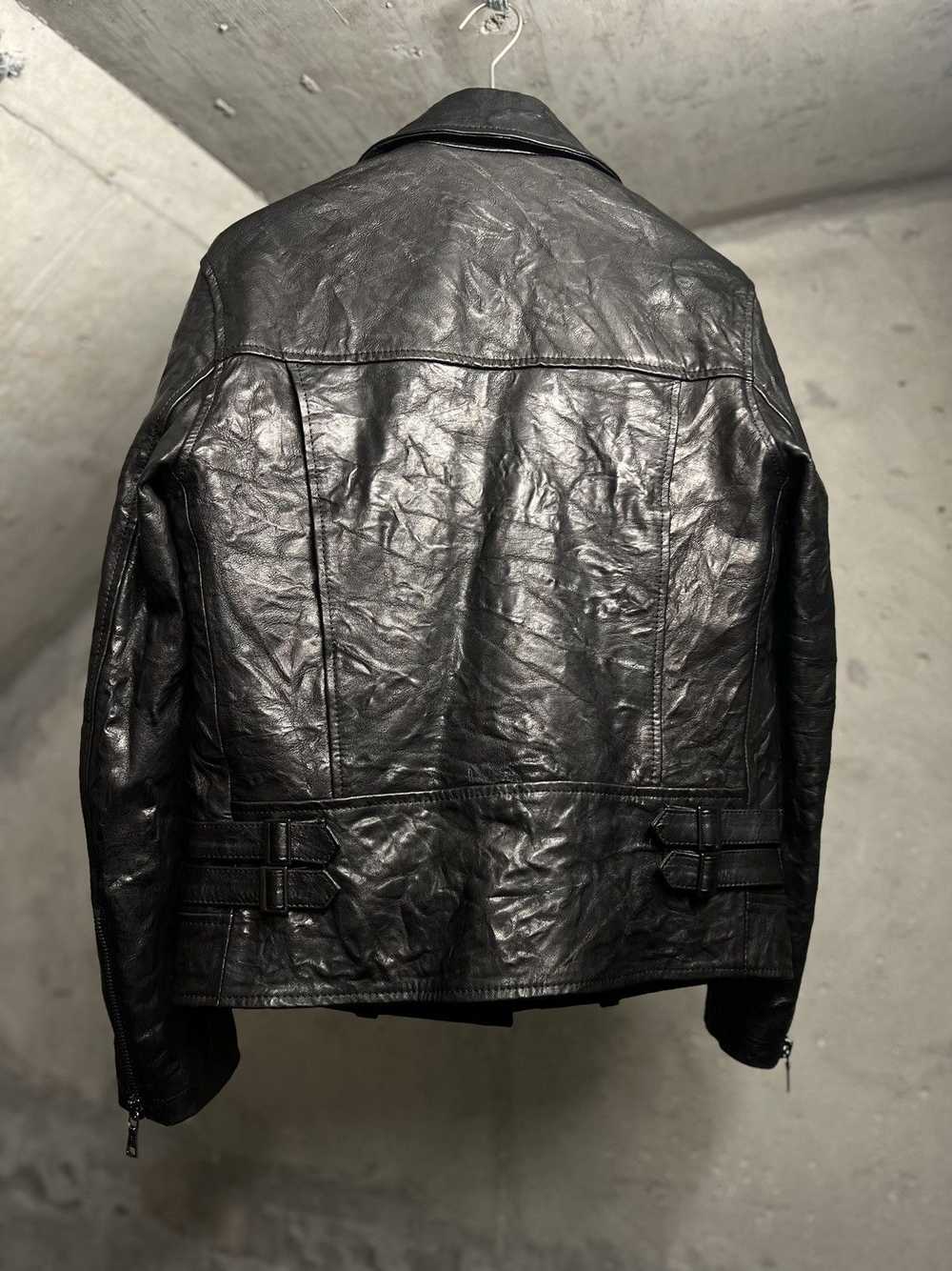 John Varvatos Crinkle leather biker jacket - image 7