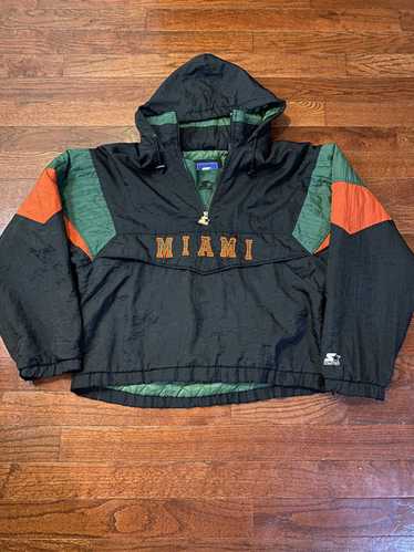 Vintage Miami Hurricanes Starter Jacket 1/2 Zip Large Pullover Big Logo Retro high quality