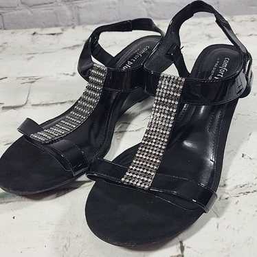 Vintage Black Wedge Heel Comfort Plus Ankle Strap… - image 1