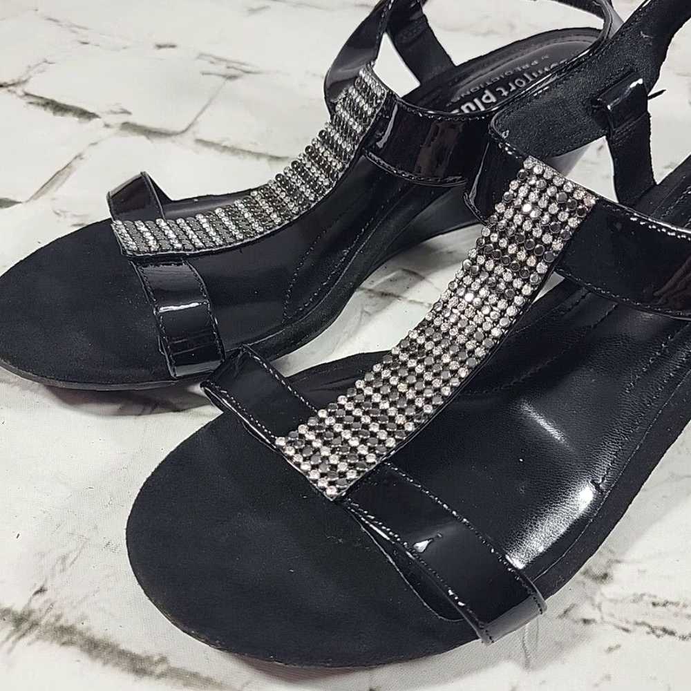 Vintage Black Wedge Heel Comfort Plus Ankle Strap… - image 2