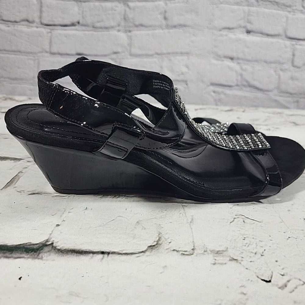 Vintage Black Wedge Heel Comfort Plus Ankle Strap… - image 5