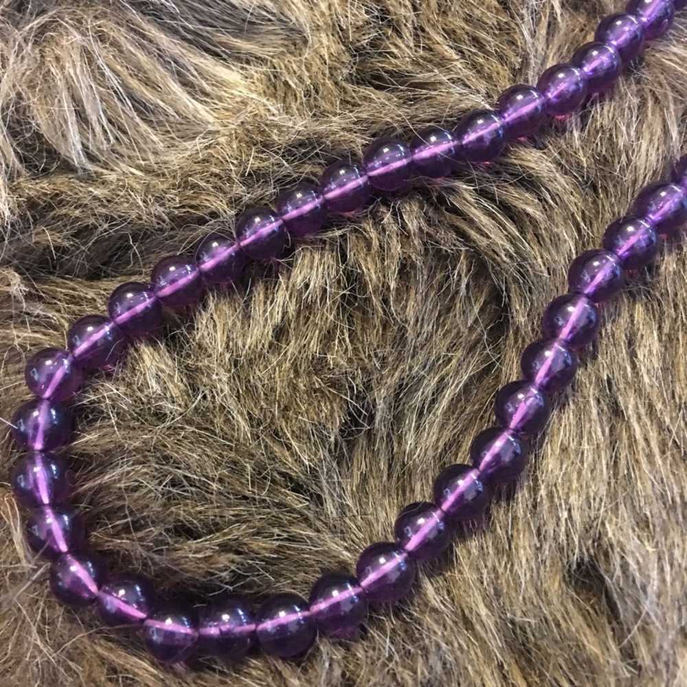 Vintage Vintage purple round resin bead necklace - image 7