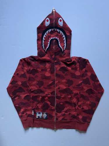 Bape A Bathing Ape Red Camo Shark Hoodie