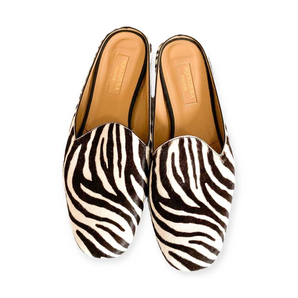 Aquazzura Aquazzura zebra print cow fur flat mule… - image 2