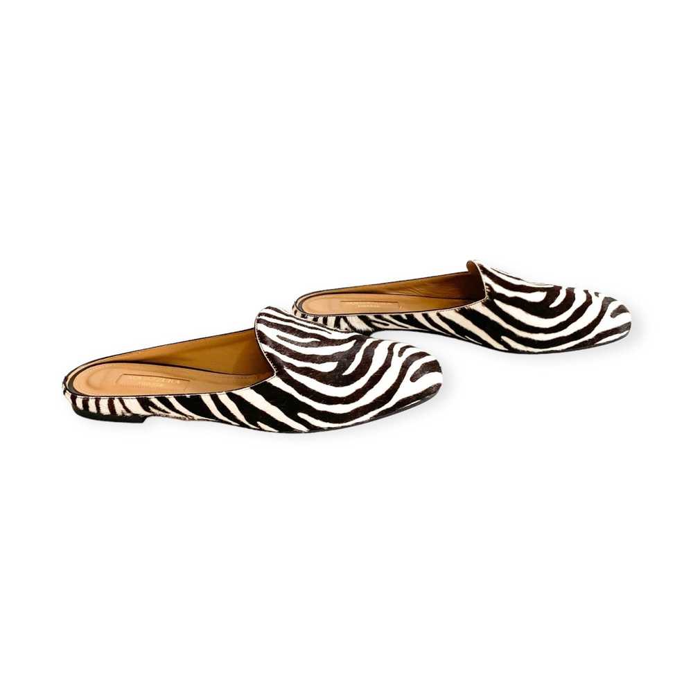 Aquazzura Aquazzura zebra print cow fur flat mule… - image 3