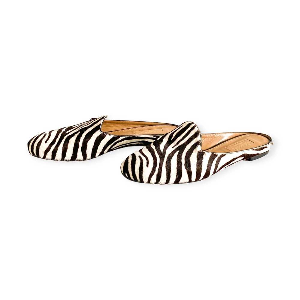 Aquazzura Aquazzura zebra print cow fur flat mule… - image 4