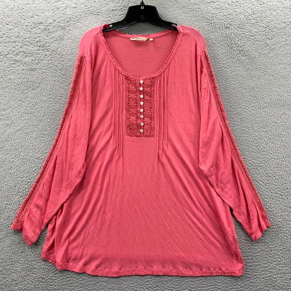 Vintage Floral Patterned Long Sleeve Pink Top for… - image 1