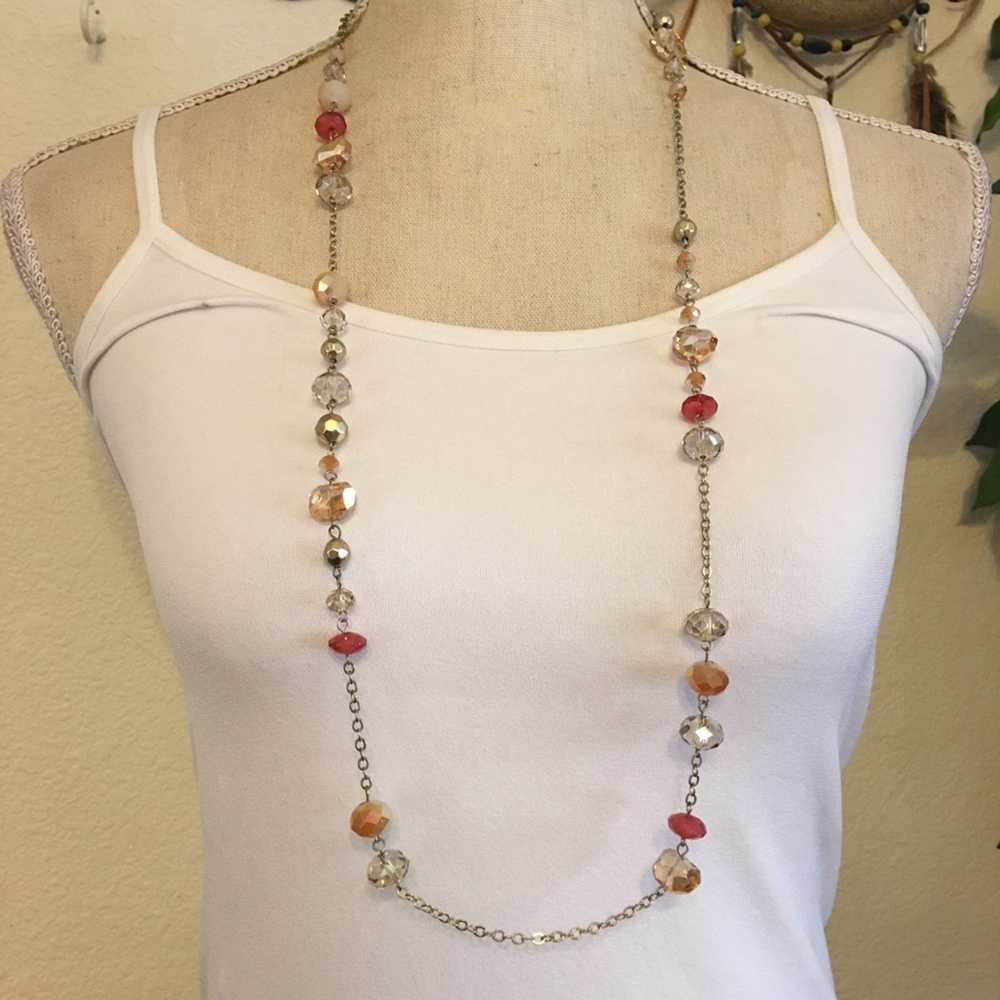 Loft LOFT faceted glass beaded gold tone chain ne… - image 1