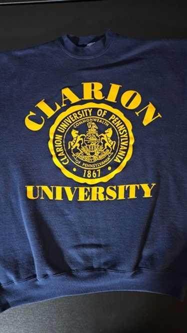 Clarion State College Print Sweat クラリオン大学 カレッジ プリント スウェット 前V G450 Vintage clarion university of - Gem