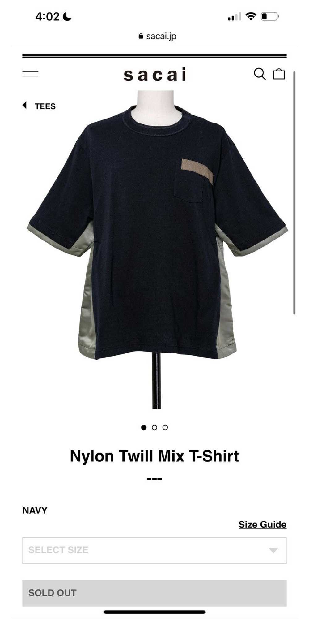 Sacai Nylon Twill Mix T-Shirt Blue - image 4