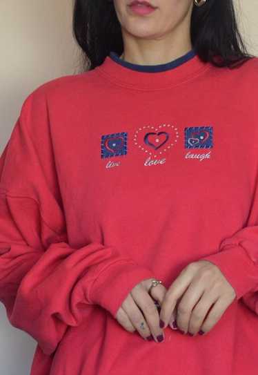 Vintage Christmas Sweatshirt Jumper w Live Love L… - image 1