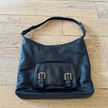 Fossil Black Leather Hobo Shoulder Bag Purse