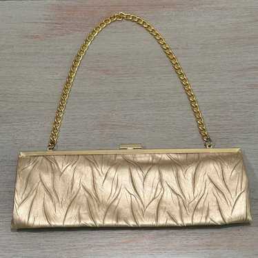 Vintage Jessica McClintock Gold Vegan Leather Eve… - image 1