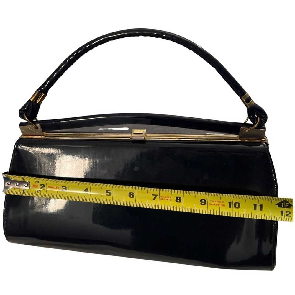 Vintage Sears Purse Baguette Black Goldtone Clasp… - image 4