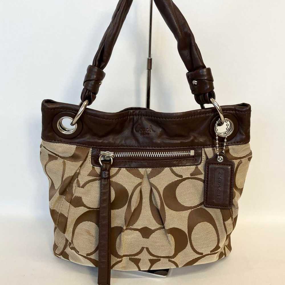 2409-260 | Coach Signature Handbag Dark Brown - image 2