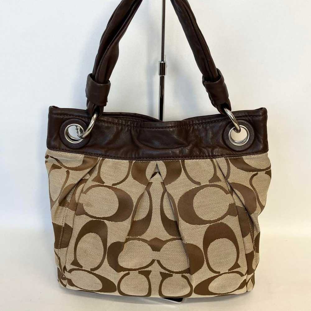 2409-260 | Coach Signature Handbag Dark Brown - image 3