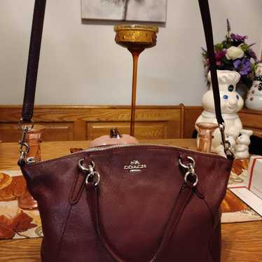 Coach Handbag Burgundy Pebble Leather