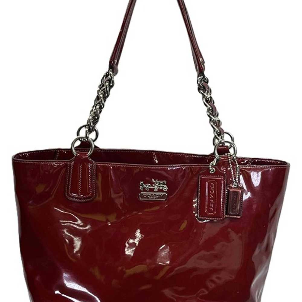 Coach Chelsea Wine Red Patent Leather Chain Leath… - image 1