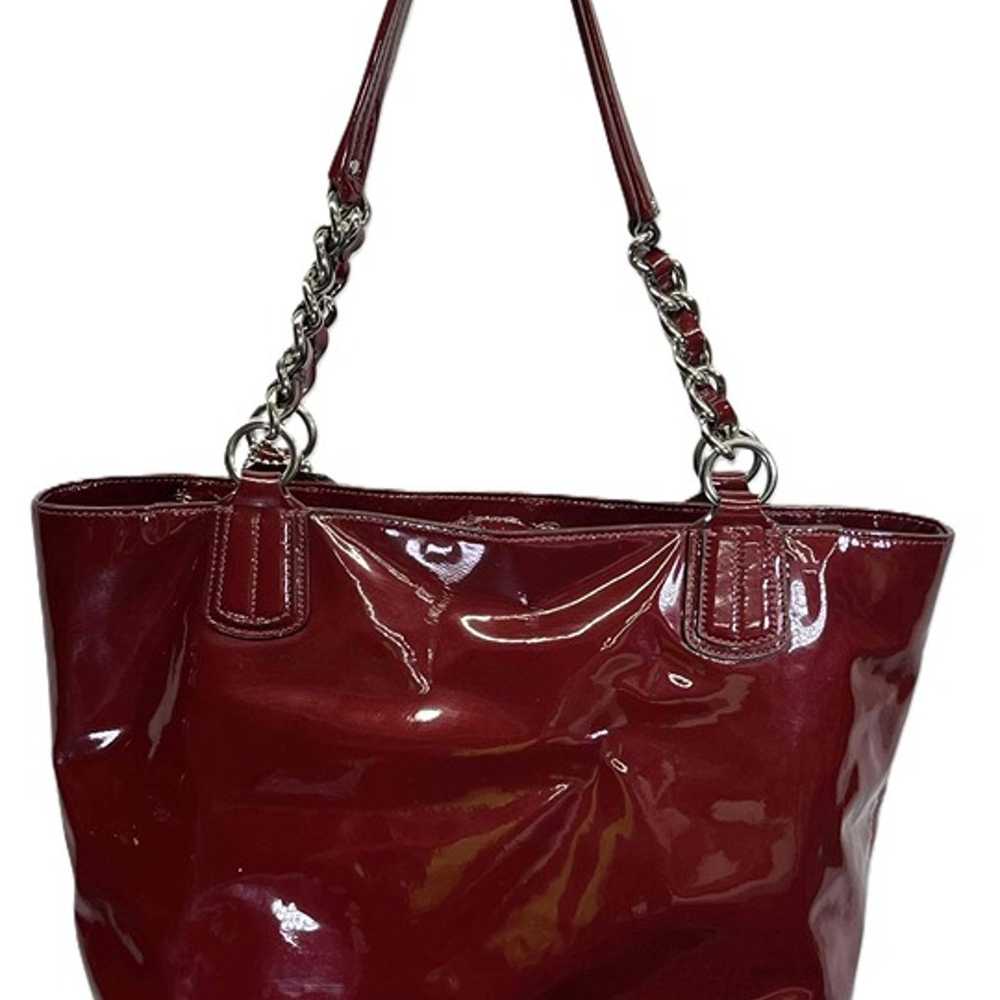 Coach Chelsea Wine Red Patent Leather Chain Leath… - image 2