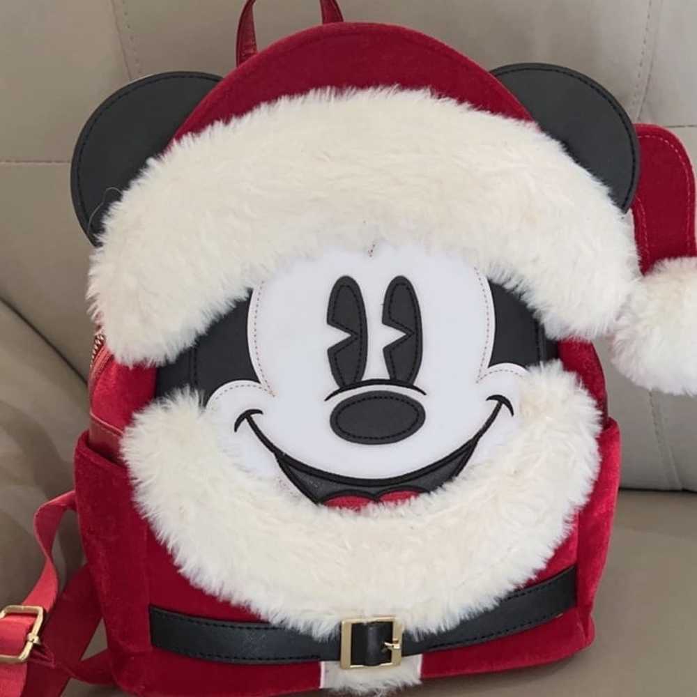 Disney Parks Santa Mickey Loungefly Backpack Mini - image 1