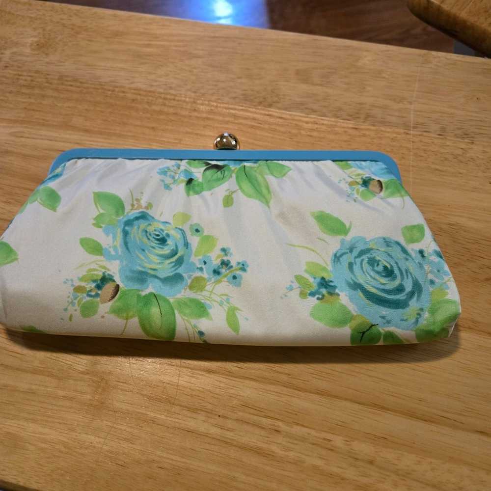 Banana republic purse white green floral flower c… - image 8