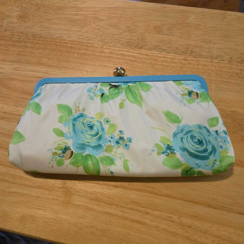 Banana republic purse white green floral flower c… - image 9