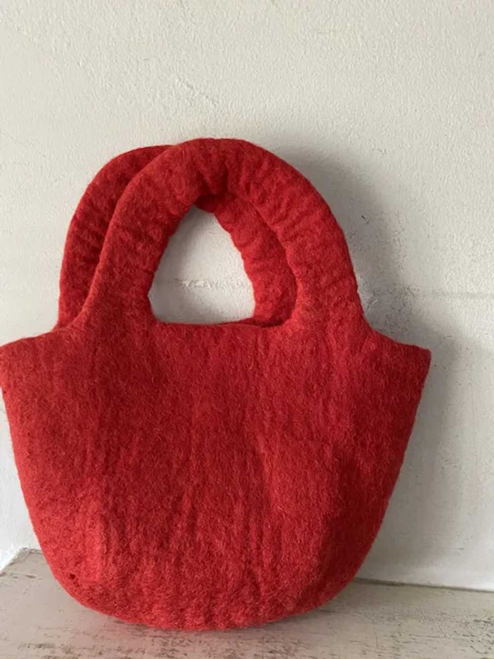 Handmade Wool Felt Purse  Red Green and White Flo… - image 10