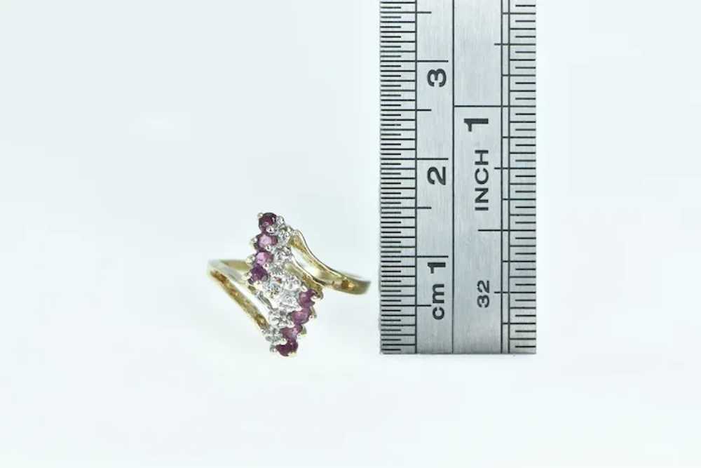 10K Ruby Diamond Vintage Zig Zag Cluster Ring Siz… - image 4