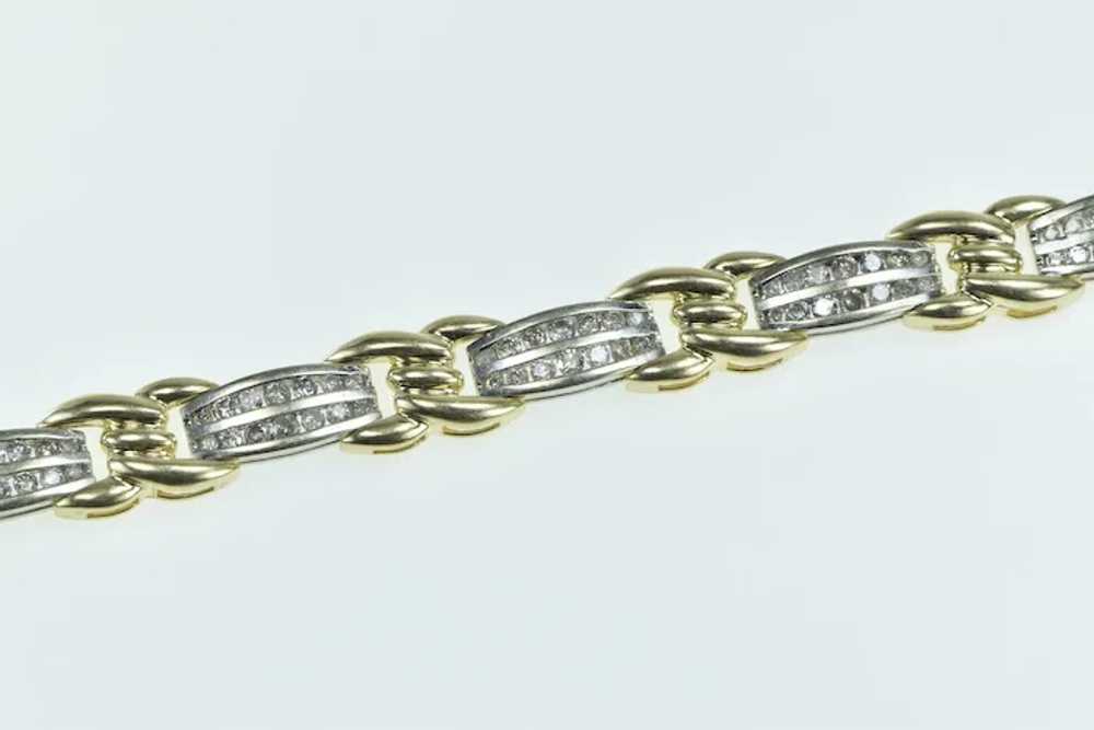 14K 2.25 Ctw Diamond Two Tone Twist Bar Link Brac… - image 2