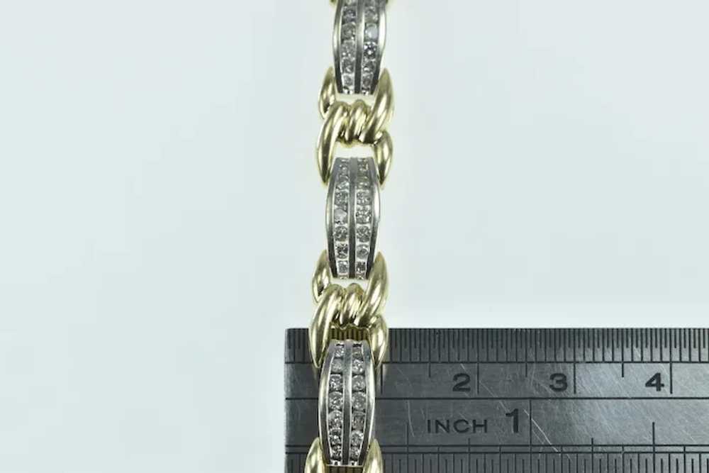 14K 2.25 Ctw Diamond Two Tone Twist Bar Link Brac… - image 4