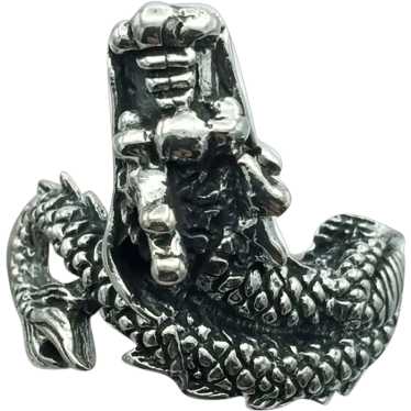 Sterling Silver Dragon Ring - image 1