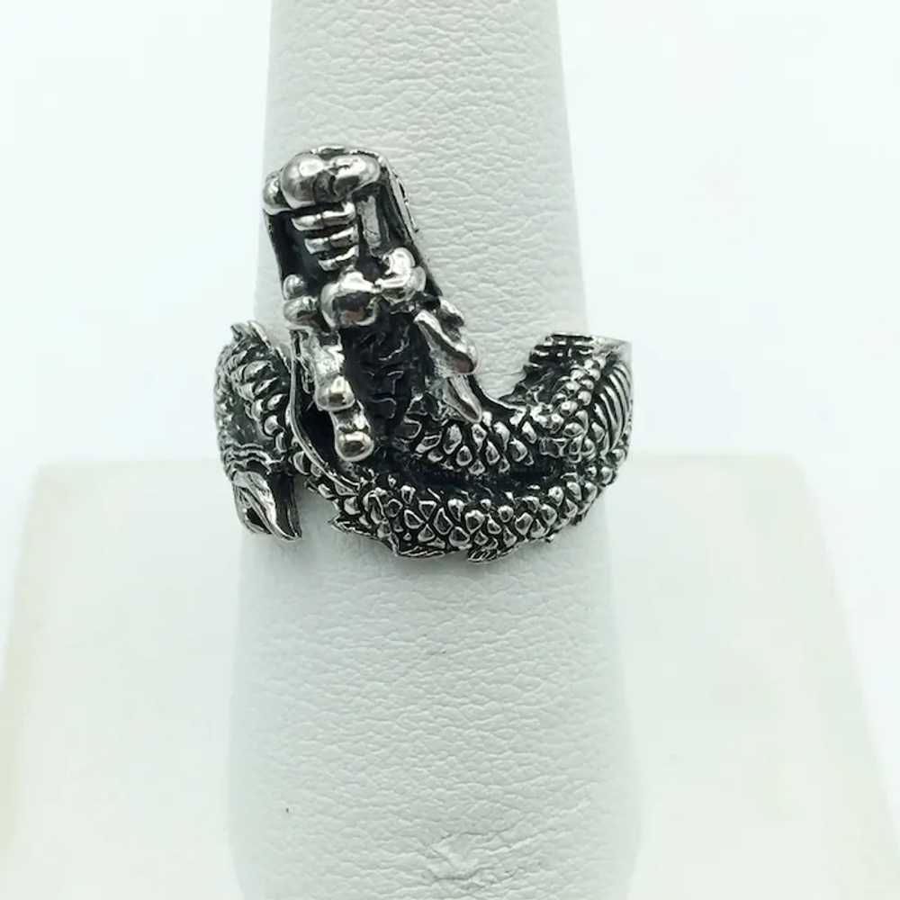 Sterling Silver Dragon Ring - image 2