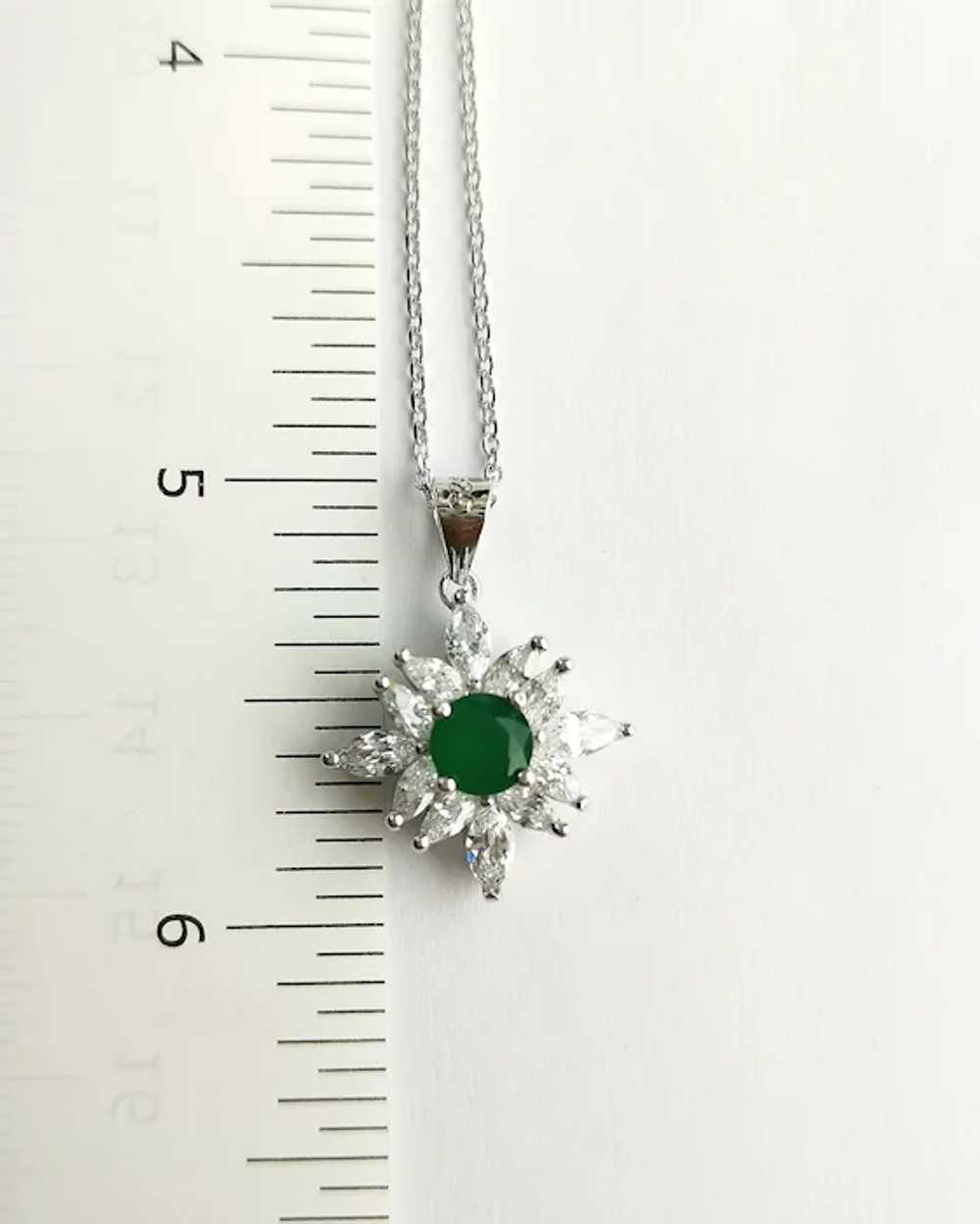 Snowflake Pendant Necklace Green Onyx CZ in Sterl… - image 6