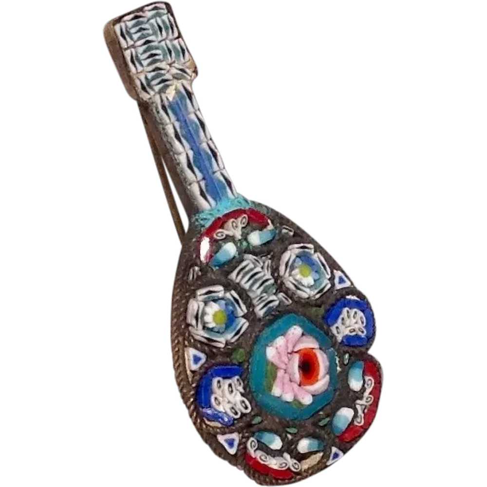 Micro Mosaic Musical Instrument Brooch - image 1