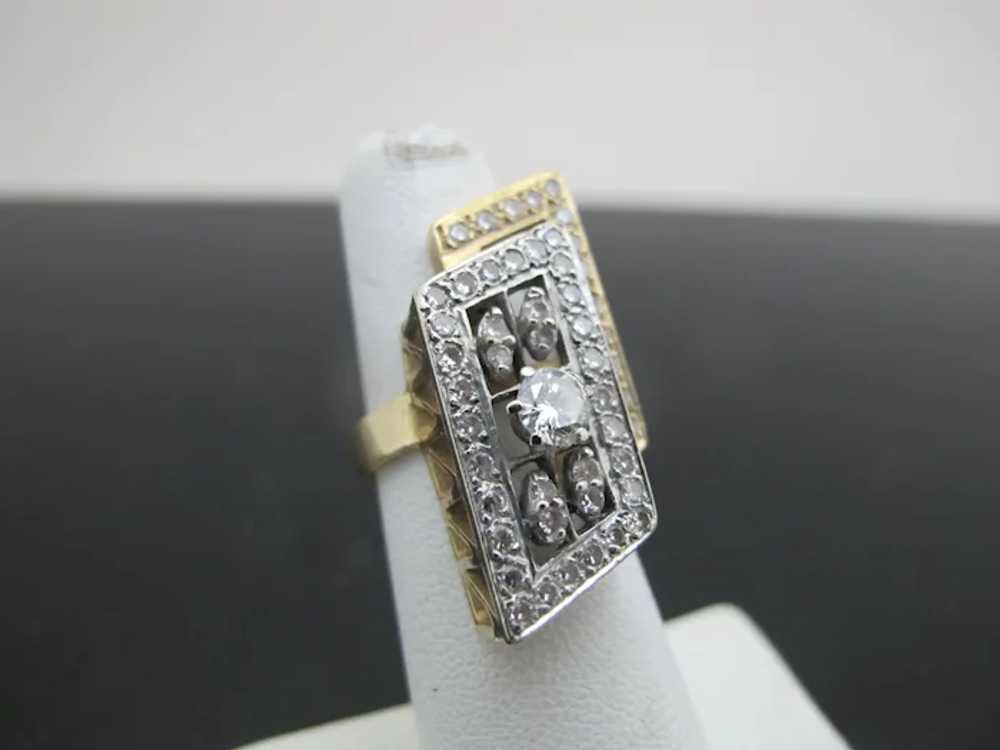 ART DECO Double Filigree Rectangle 14k Yellow & W… - image 2