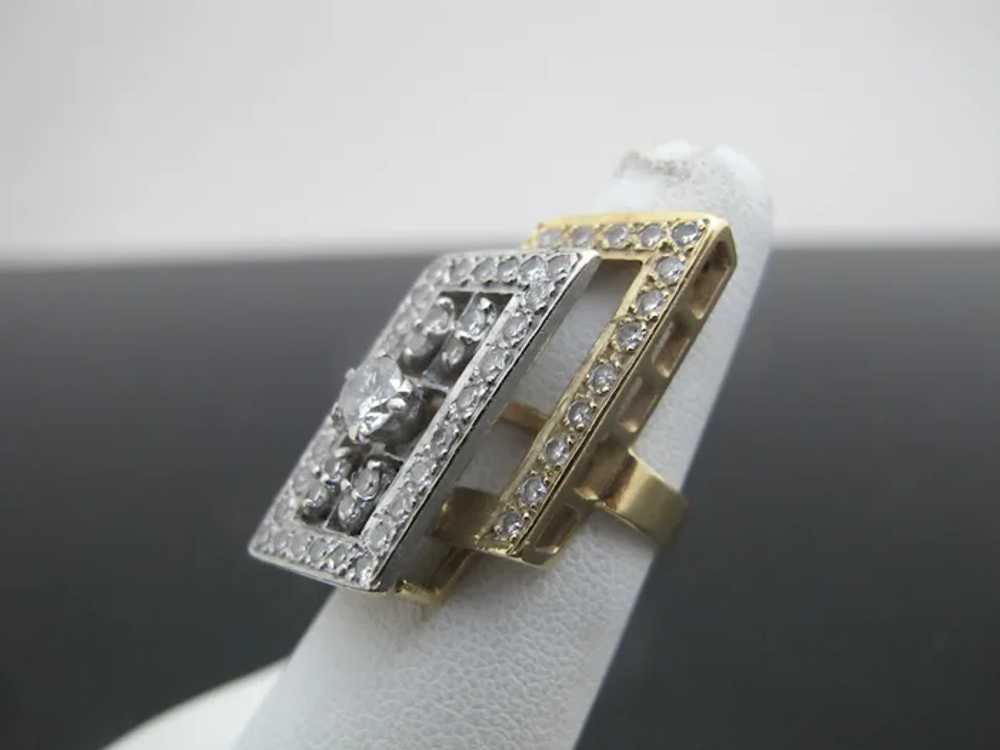 ART DECO Double Filigree Rectangle 14k Yellow & W… - image 4