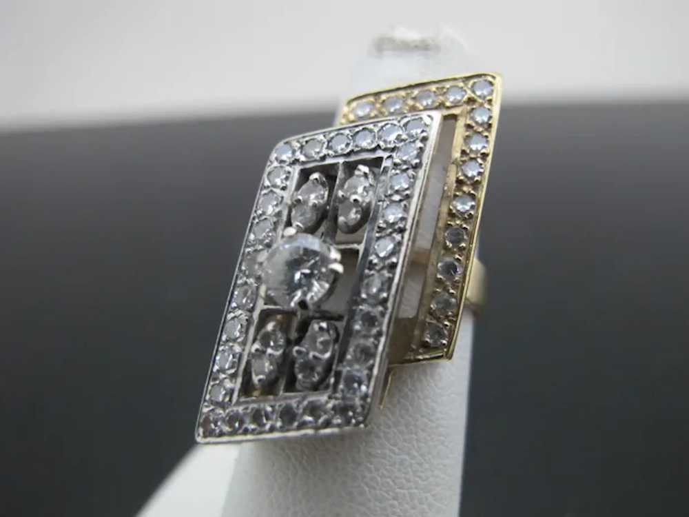 ART DECO Double Filigree Rectangle 14k Yellow & W… - image 6