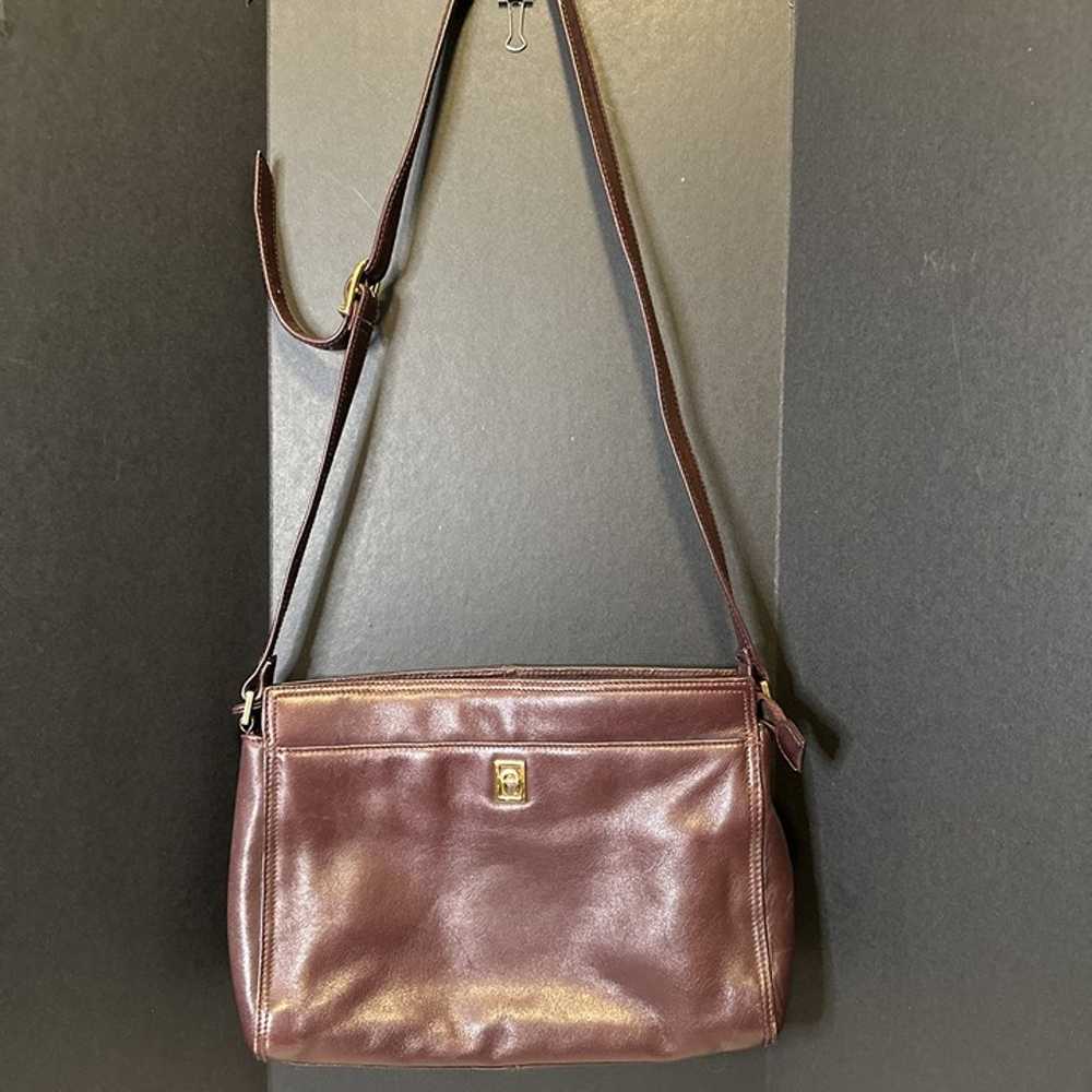 Vintage Burgundy Leather Etienne Aigner Handbag E… - image 1