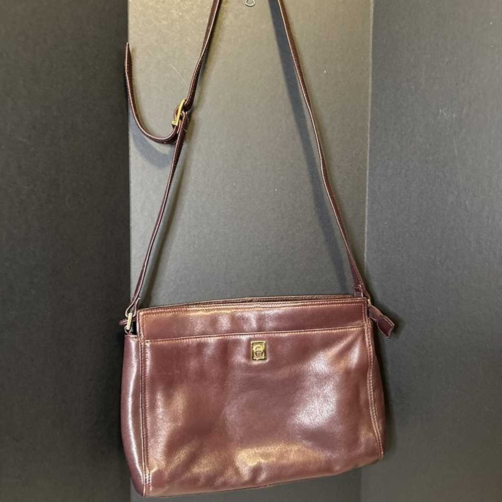 Vintage Burgundy Leather Etienne Aigner Handbag E… - image 2