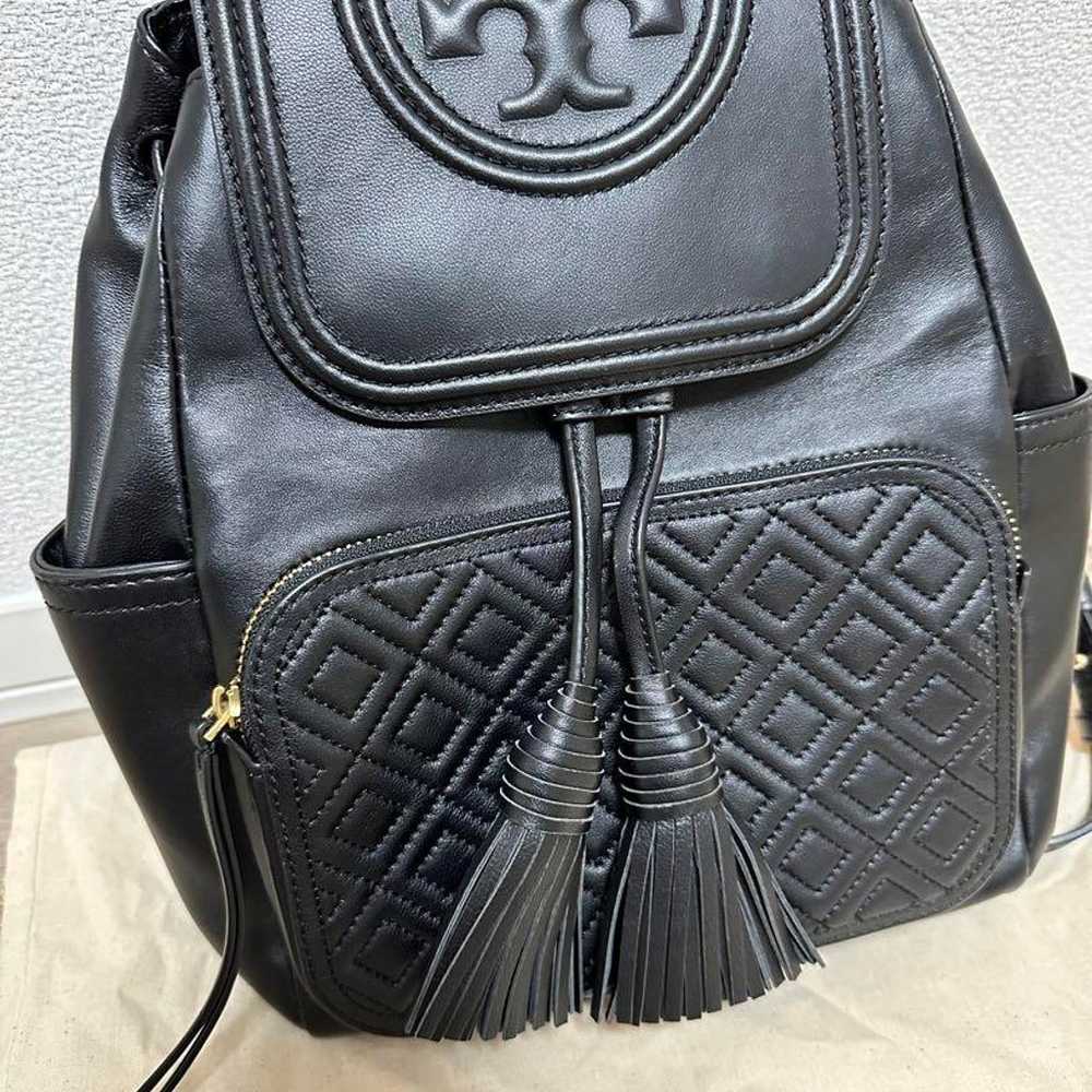 Tory Burch Black Leather Backpack with Dust Bag - image 2