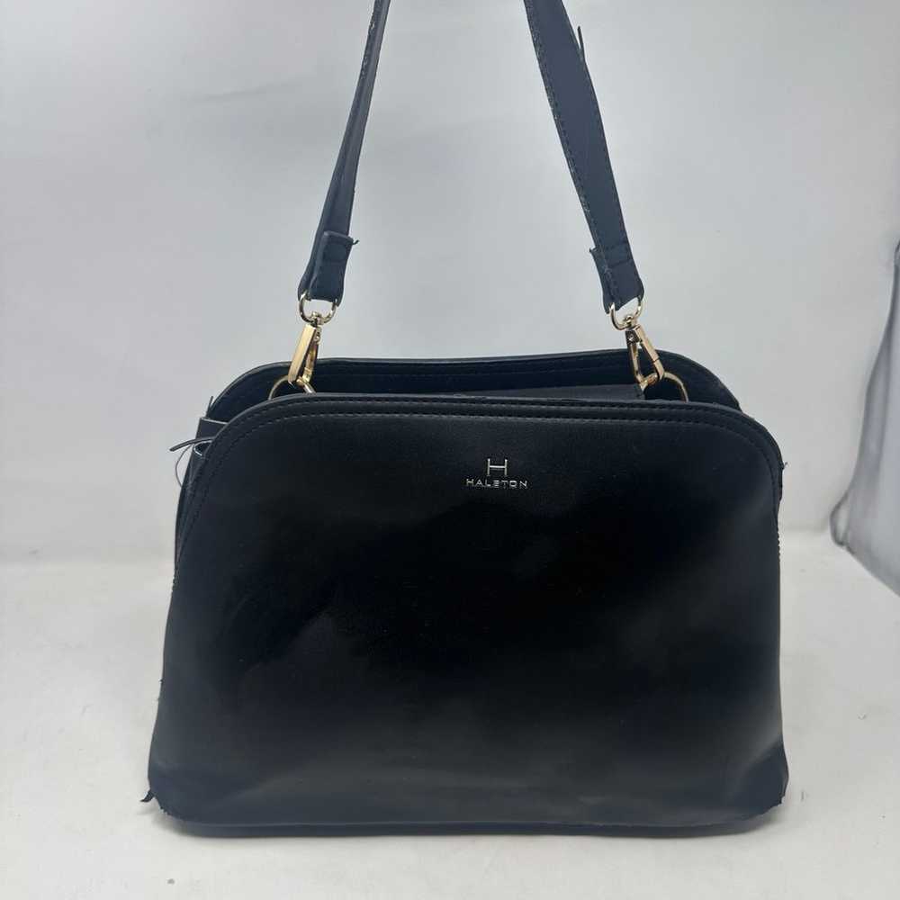 Halston Black Leather Bag - image 1