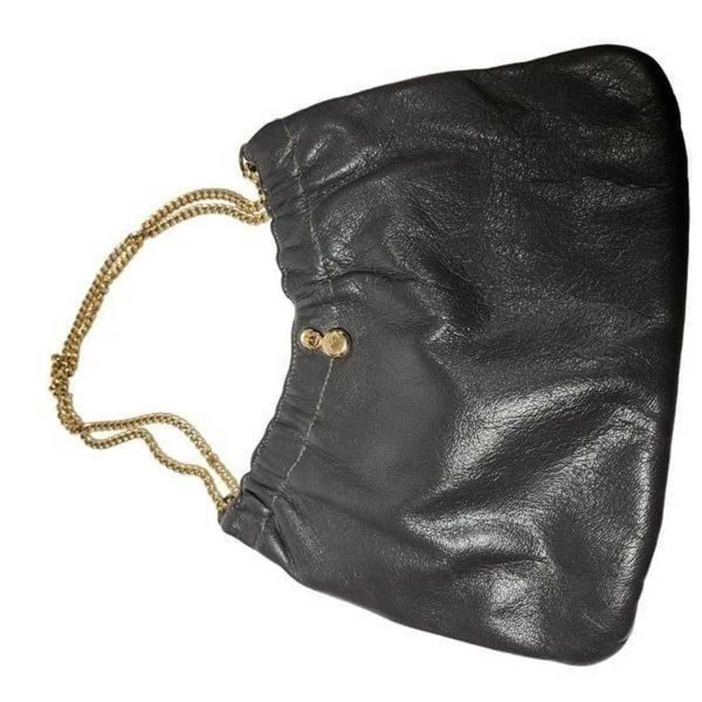 Vintage Ande leather clutch chain bag purse gray - image 2