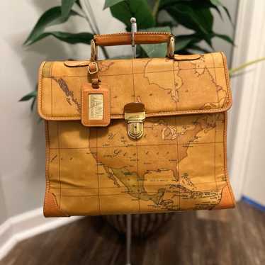 Auth ALVIERO MARTINI PRIMA CLASSE Hand Bag Geo Map