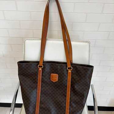 CELINE Macadam Pattern Shoulder Bag PVC Brown