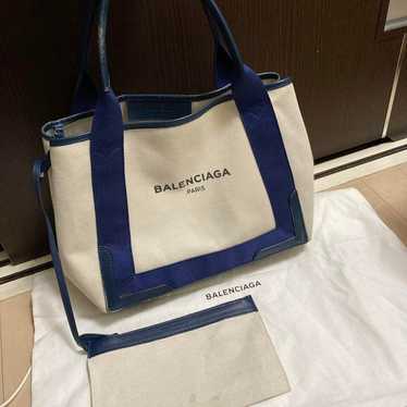 BALENCIAGA Navy Cabas S Handbag with Pouch